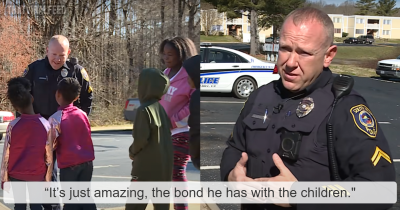 Officer Learns Girls Fear Him So He Lays Down On The Ground With Them To Show His True Colors