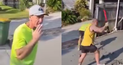 Builders In Australia Smash Up Concrete Driveway After Homeowner Refuses To Pay Them For Their Work