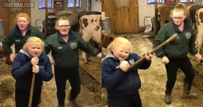 Trio Of Dairy Farm Sisters Hilariously Belt Out Journey Hit As They Tend Cows