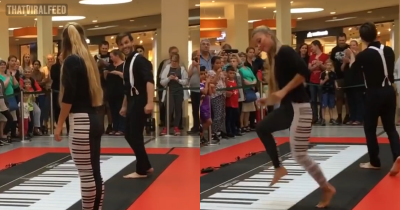 Woman Joins In On Man's 'Piano Playing' And Crowd Can't Get Enough Of Their Thrilling Routine