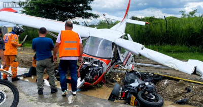 Plane Crashes Into Biker During Emergency Landing