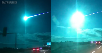 Incredible Footage Shows The Moment Giant Meteor Lights Up The Entire Sky Blue In Rare Spectacle