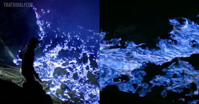 Mind-Blowing Clip Shows Man Visiting The Only Volcano In The World With Blue Lava