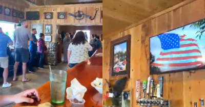 People Outside Of US Left Shocked After Seeing Customers Inside Restaurant When American National Anthem Plays