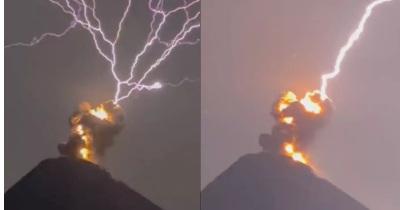 Terrifying Video Shows The Result Of Lightning Hitting A Volcano That's Blowing Up