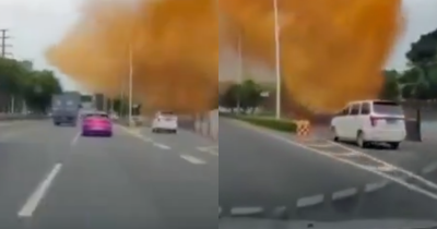 Horrific Moment Sewer Pipe Explodes Creating 'Poo-Cano' To Rain Down On Motorists
