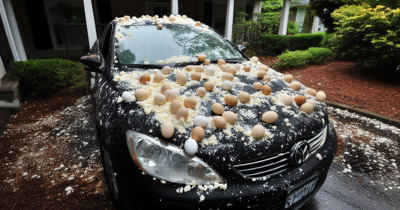 My Neighbor Threw Eggs At My Car Because It Was 'Blocking The View' Of His Halloween Decorations