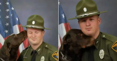 K9 Officer Shares Sweet Moment With Partner During Department Photoshoot