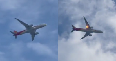 Terrifying Moment as Boeing Plane Catches Fire Mid-Air with 249 Passengers Onboard