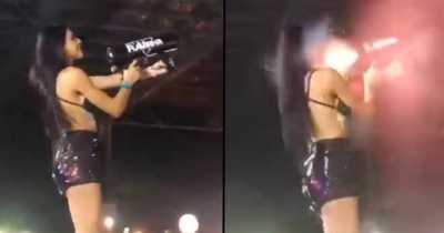 DJ Accidentally Shoots Herself In The Face With Confetti Cannon