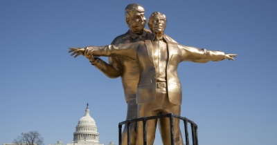Statue Showing Trump And Epstein Recreating Titanic Scene Appears In Washington